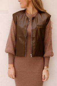 Dani Leather Gilet Brown - Bij Keesje - Bij Keesje