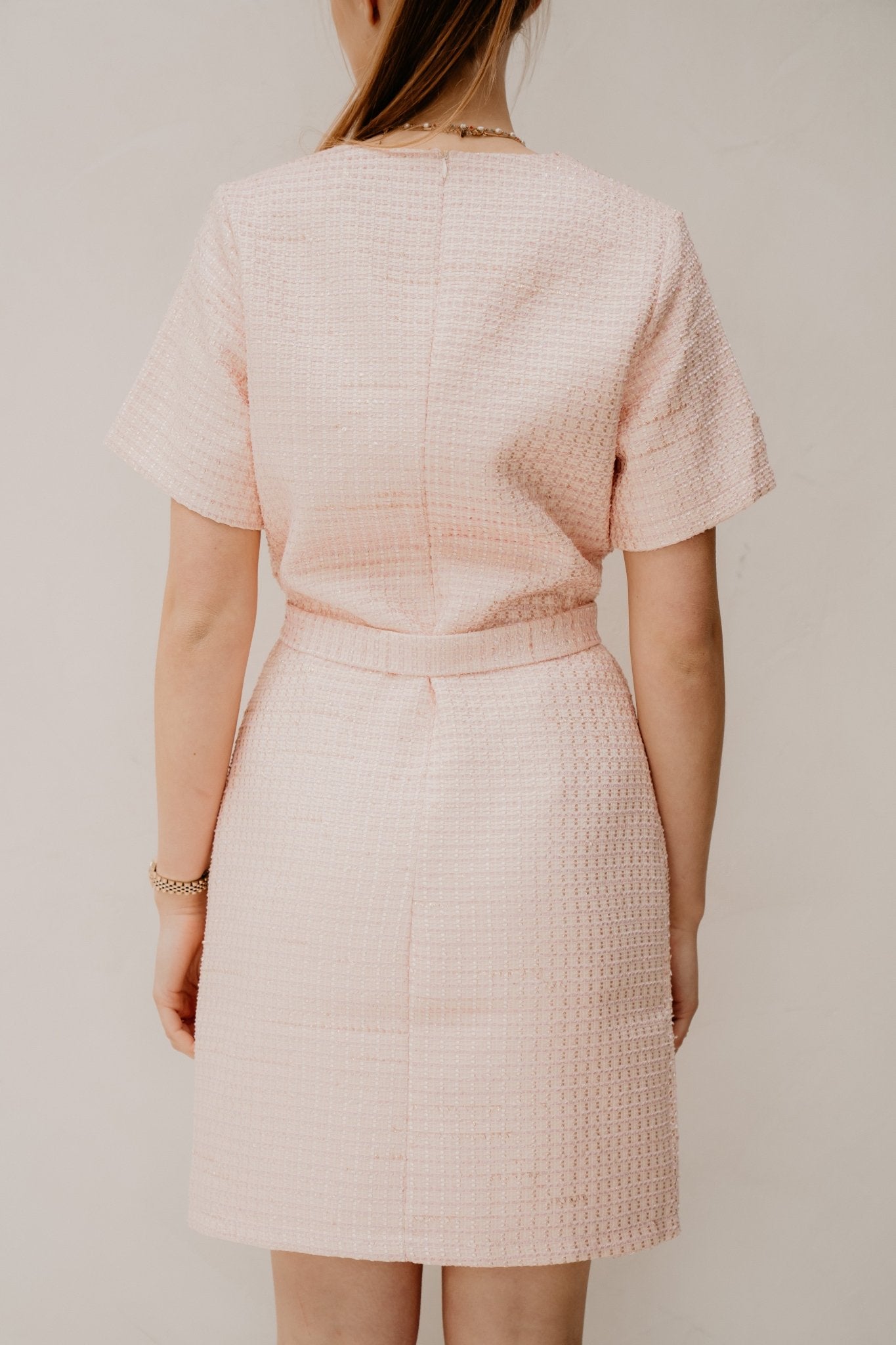 Danique SS boucle dress powder blush - Bij Keesje - Freebird - Jurk