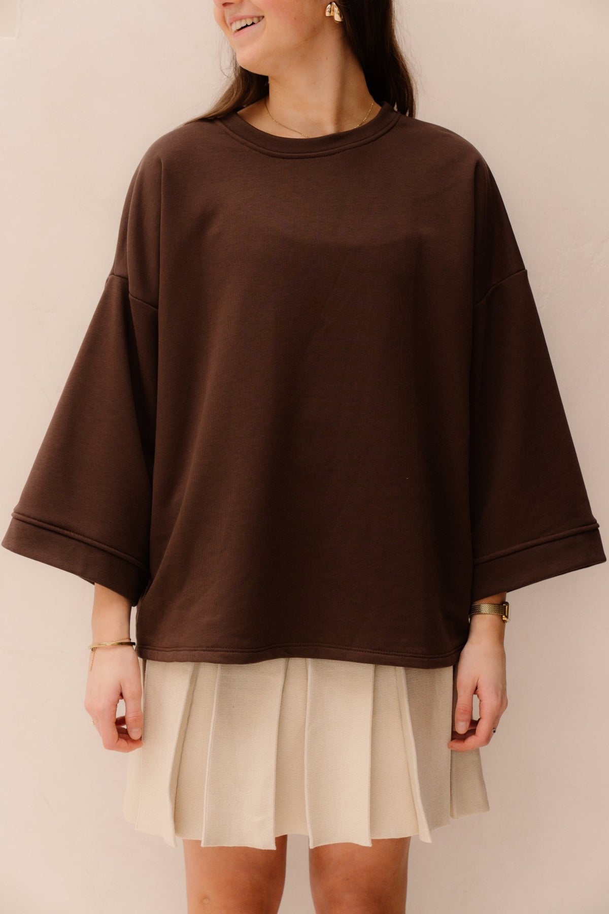 Davina Top Donkerbruin - Bij Keesje - Bij Keesje - Top