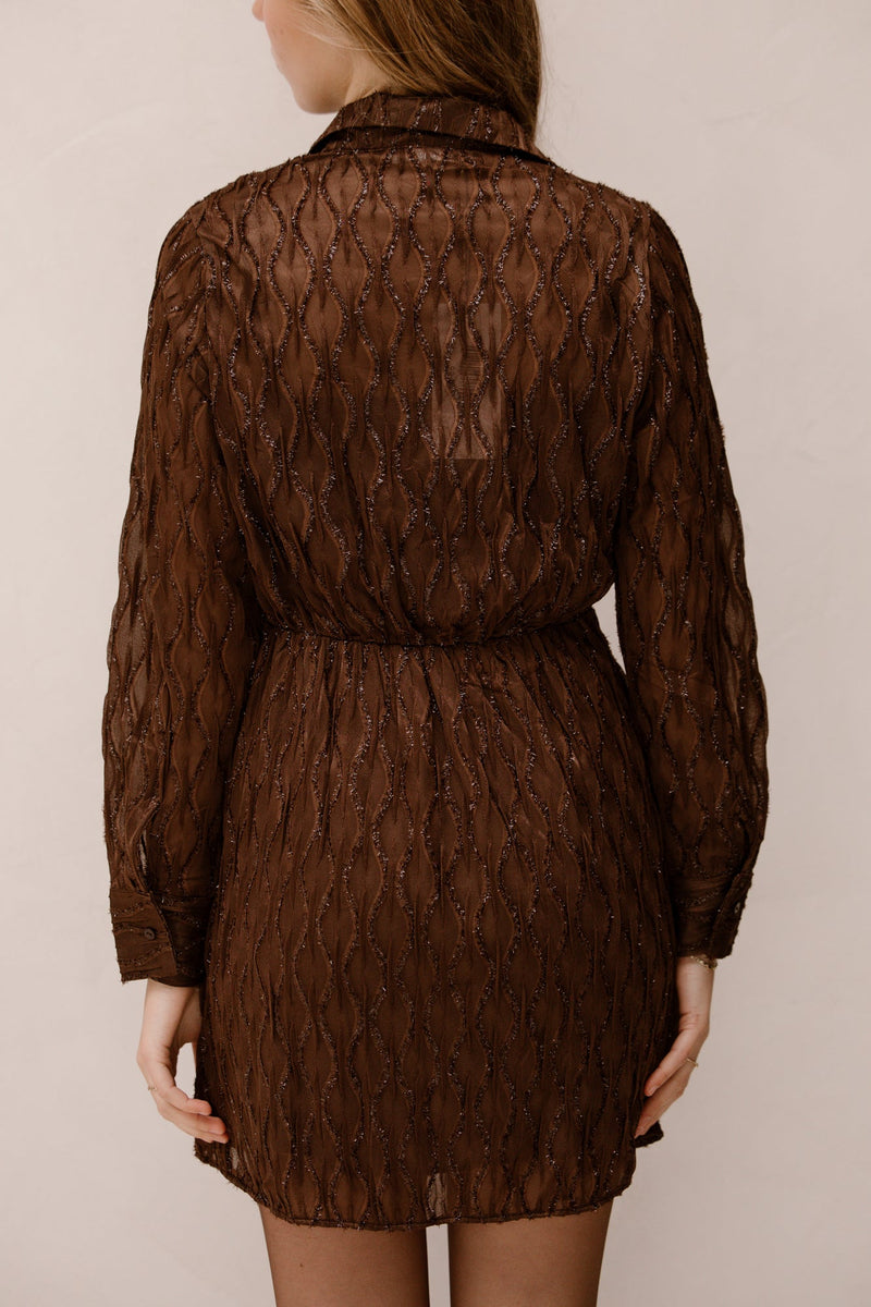 Davine brown dress glitter - Bij Keesje - Bij Keesje