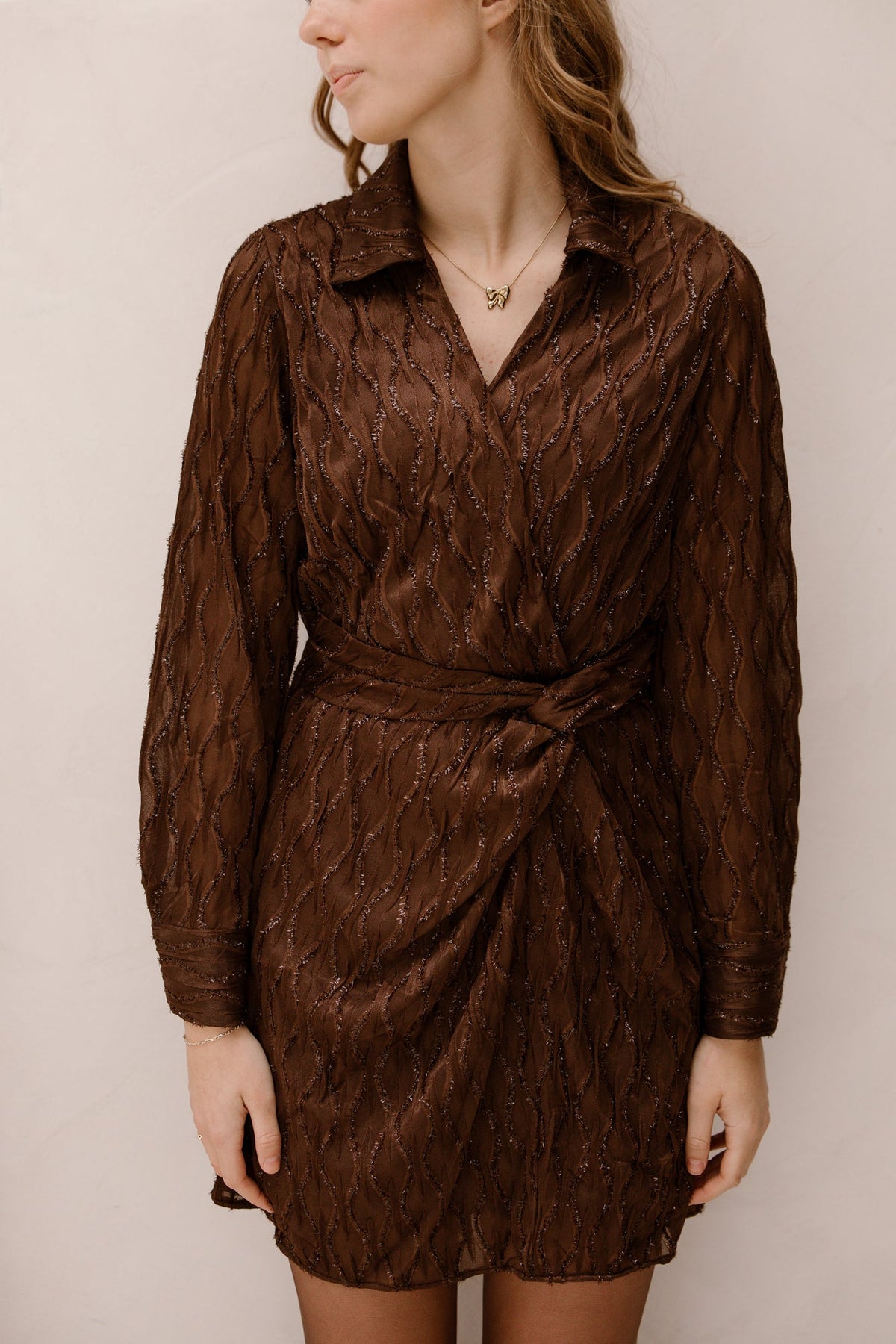 Davine brown dress glitter - Bij Keesje - Bij Keesje