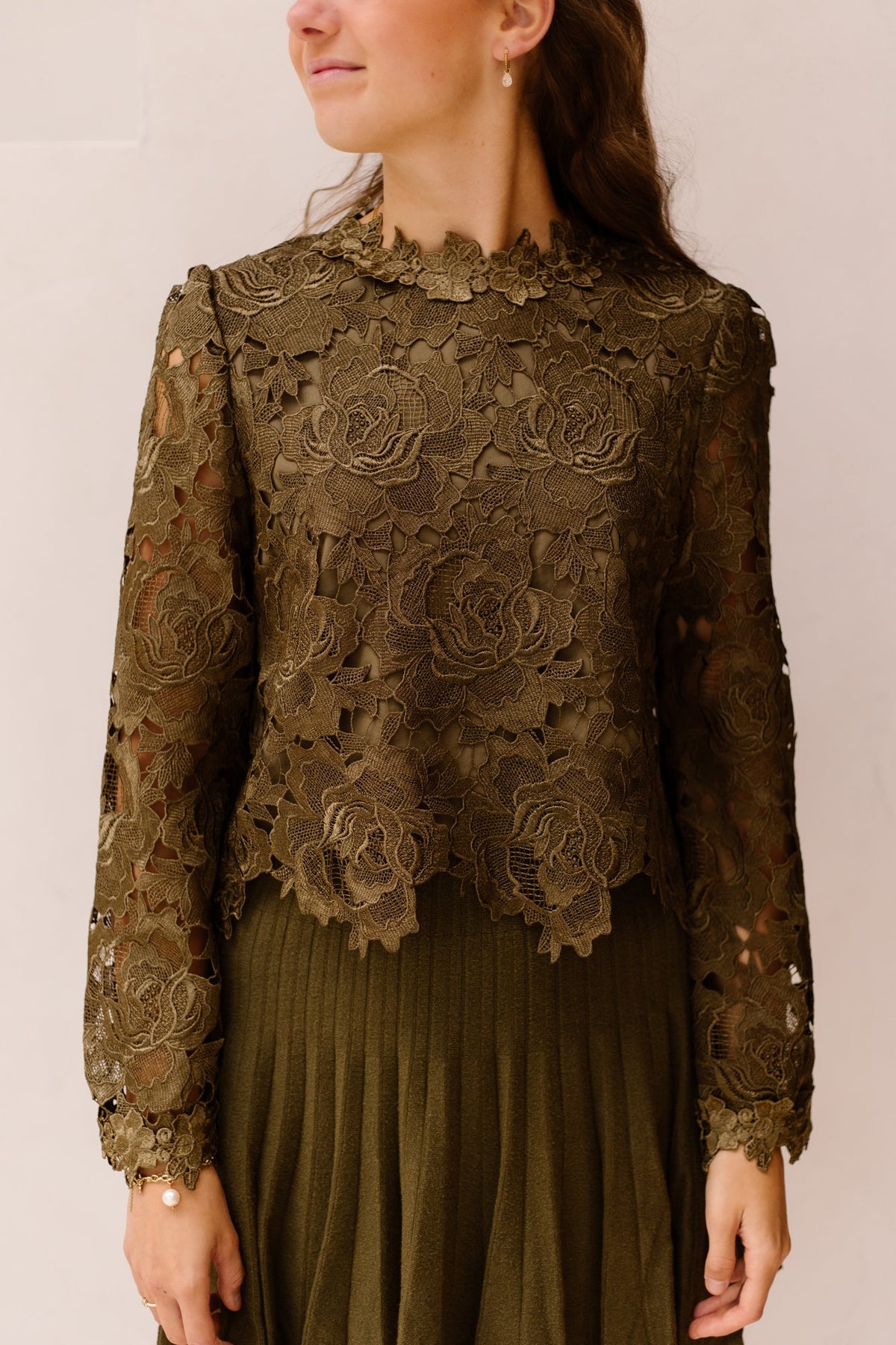 Demi lace top green - Bij Keesje - Bij Keesje - Top