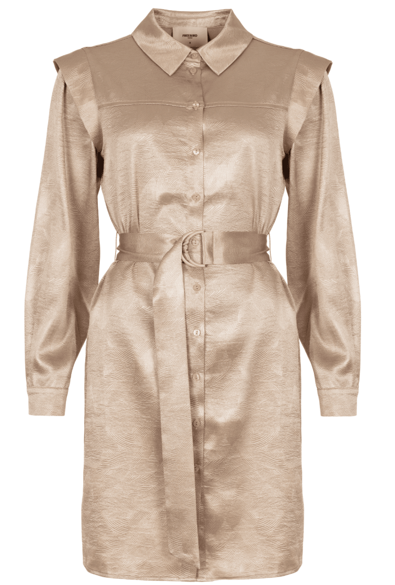 Demma Short Structuur Dress Light Caramel - Bij Keesje - Freebird - Jurk