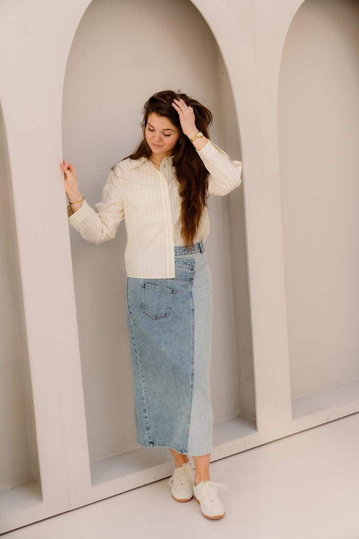 DeniceCC Denim Mix Skirt Denim - Blue - Bij Keesje - Co'couture - Rokken
