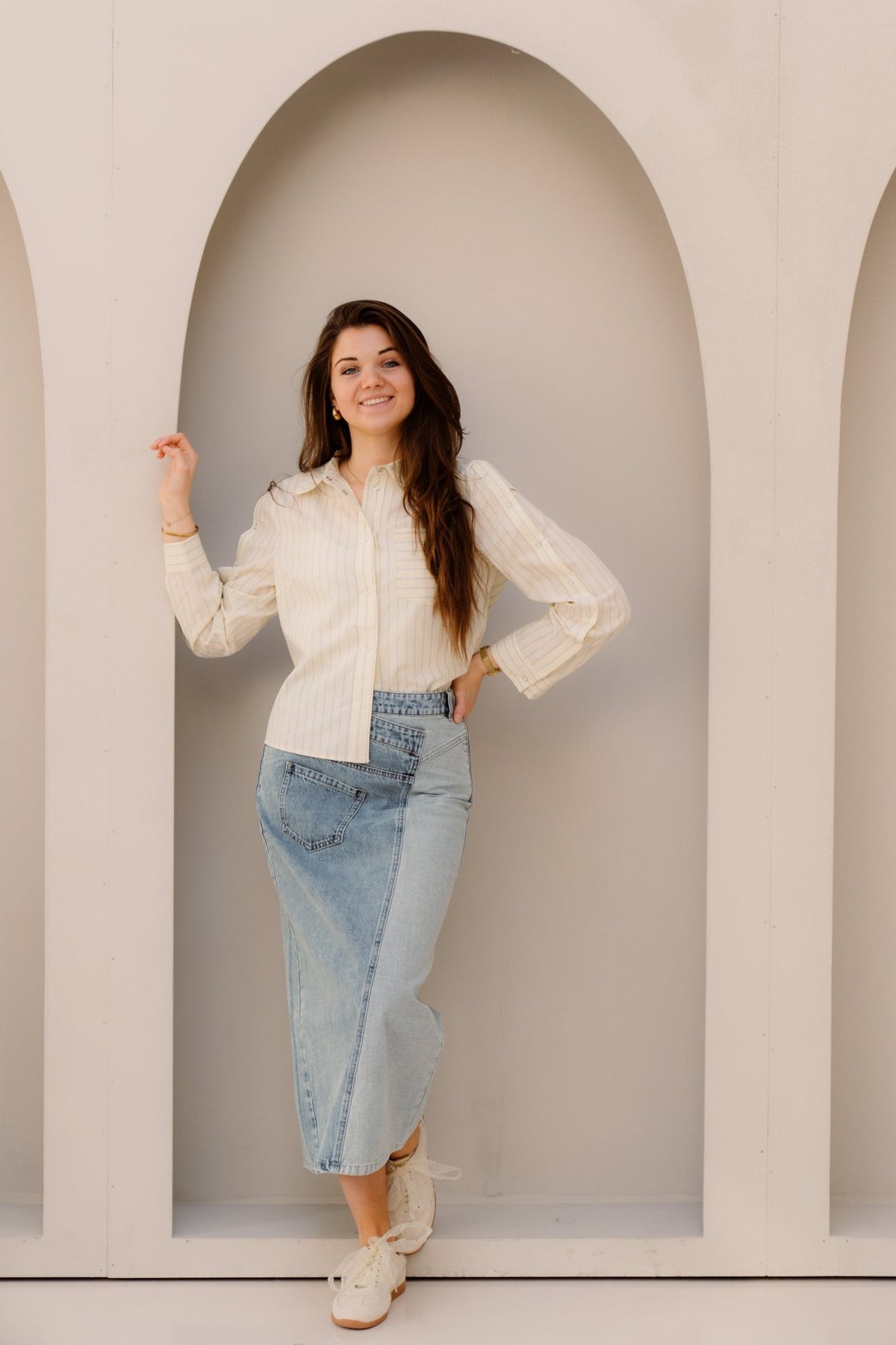 DeniceCC Denim Mix Skirt Denim - Blue - Bij Keesje - Co'couture - Rokken