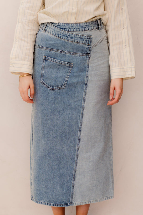 DeniceCC Denim Mix Skirt Denim - Blue - Bij Keesje - Co'couture - Rokken