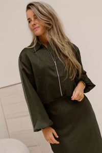 Denielle Heavy Sateen Jacket Deep green - Bij Keesje - Neo Noir - Jas