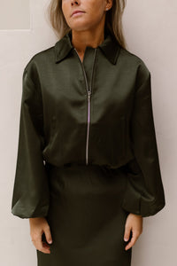 Denielle Heavy Sateen Jacket Deep green - Bij Keesje - Neo Noir - Jas