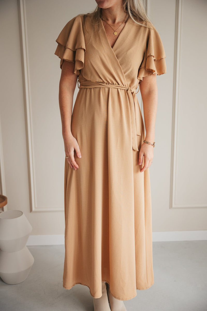 Dewy camel dress long - Bij Keesje