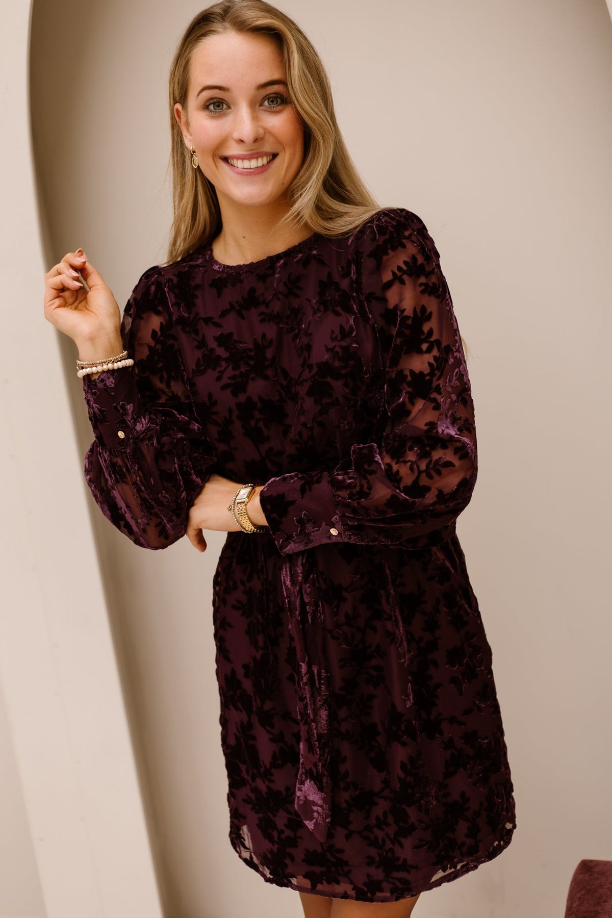 Dimphey Dress Dark Cherry - Bij Keesje - Freebird - Jurk