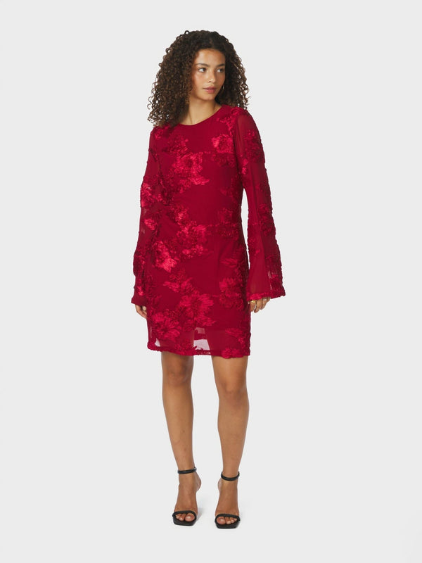 Dirina Big Flower Mesh Dress Red - Bij Keesje - Neo Noir