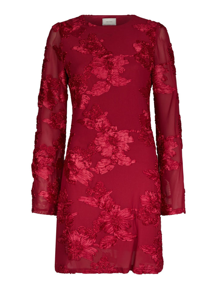 Dirina Big Flower Mesh Dress Red - Bij Keesje - Neo Noir
