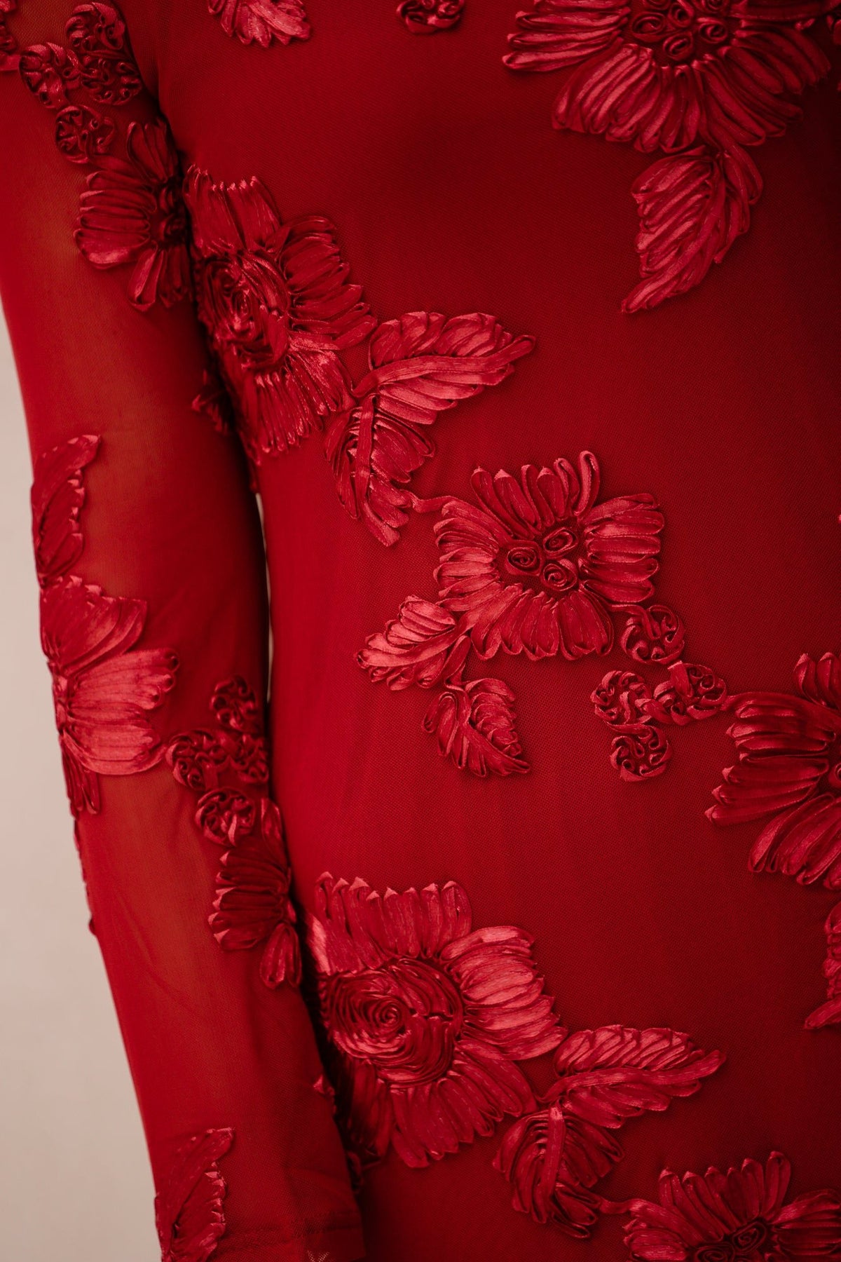 Dirina Big Flower Mesh Dress Red - Bij Keesje - Neo Noir