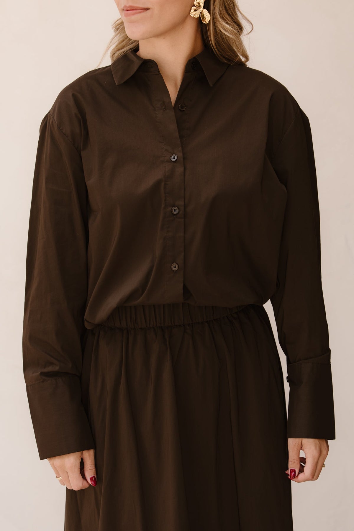 Dita poplin shirt brown - Bij Keesje - Neo Noir