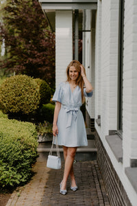 Dita structure satin dress classic blue - Bij Keesje - Freebird - Jurk