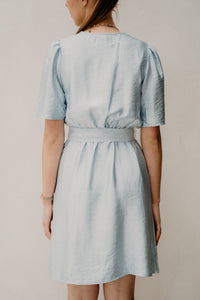 Dita structure satin dress classic blue - Bij Keesje - Freebird - Jurk
