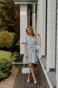 Dita structure satin dress classic blue - Bij Keesje - Freebird - Jurk