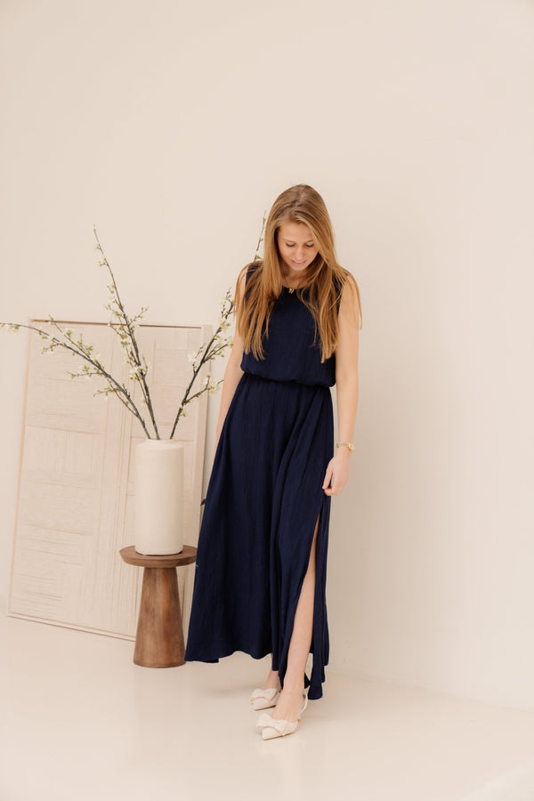 Donkerblauw tweedelig set - Bij Keesje - Bij Keesje - Jurk