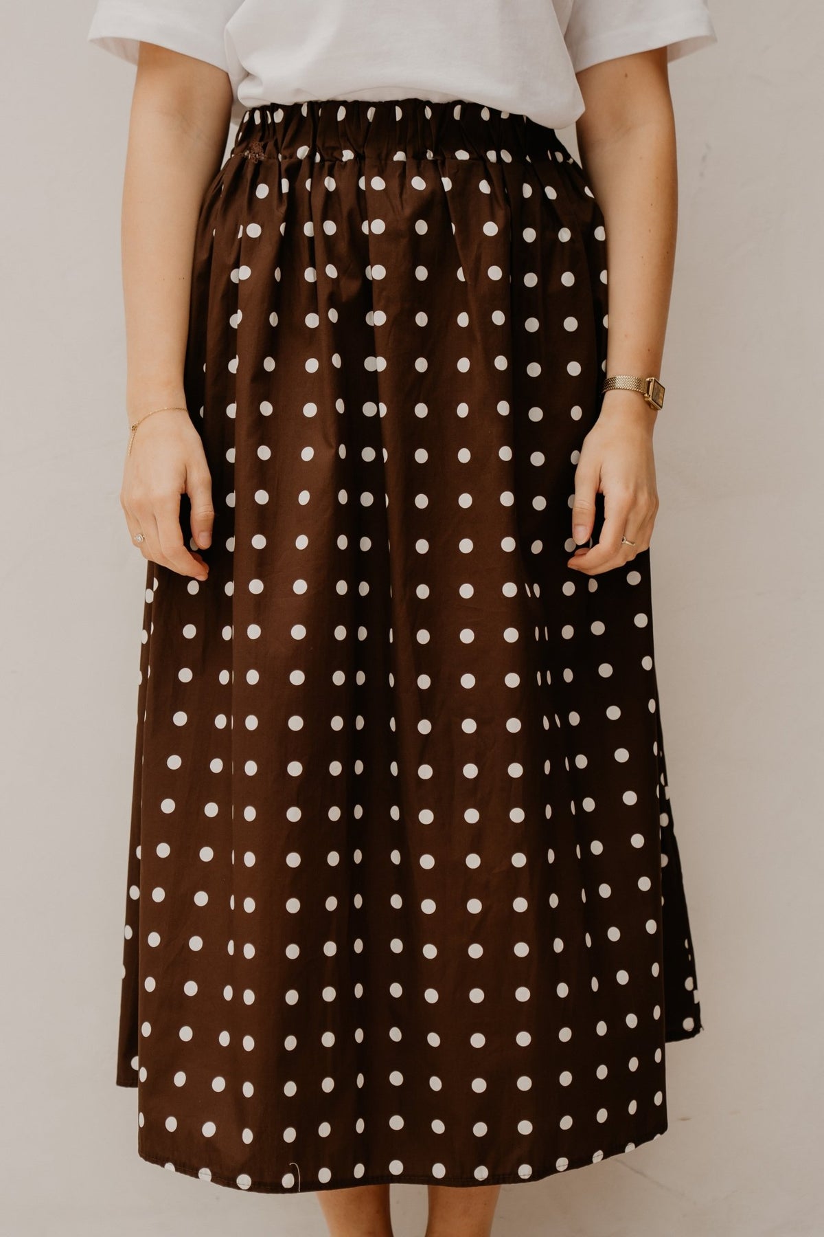 Dot skirt brown - white - Bij Keesje - Bij Keesje - Rok