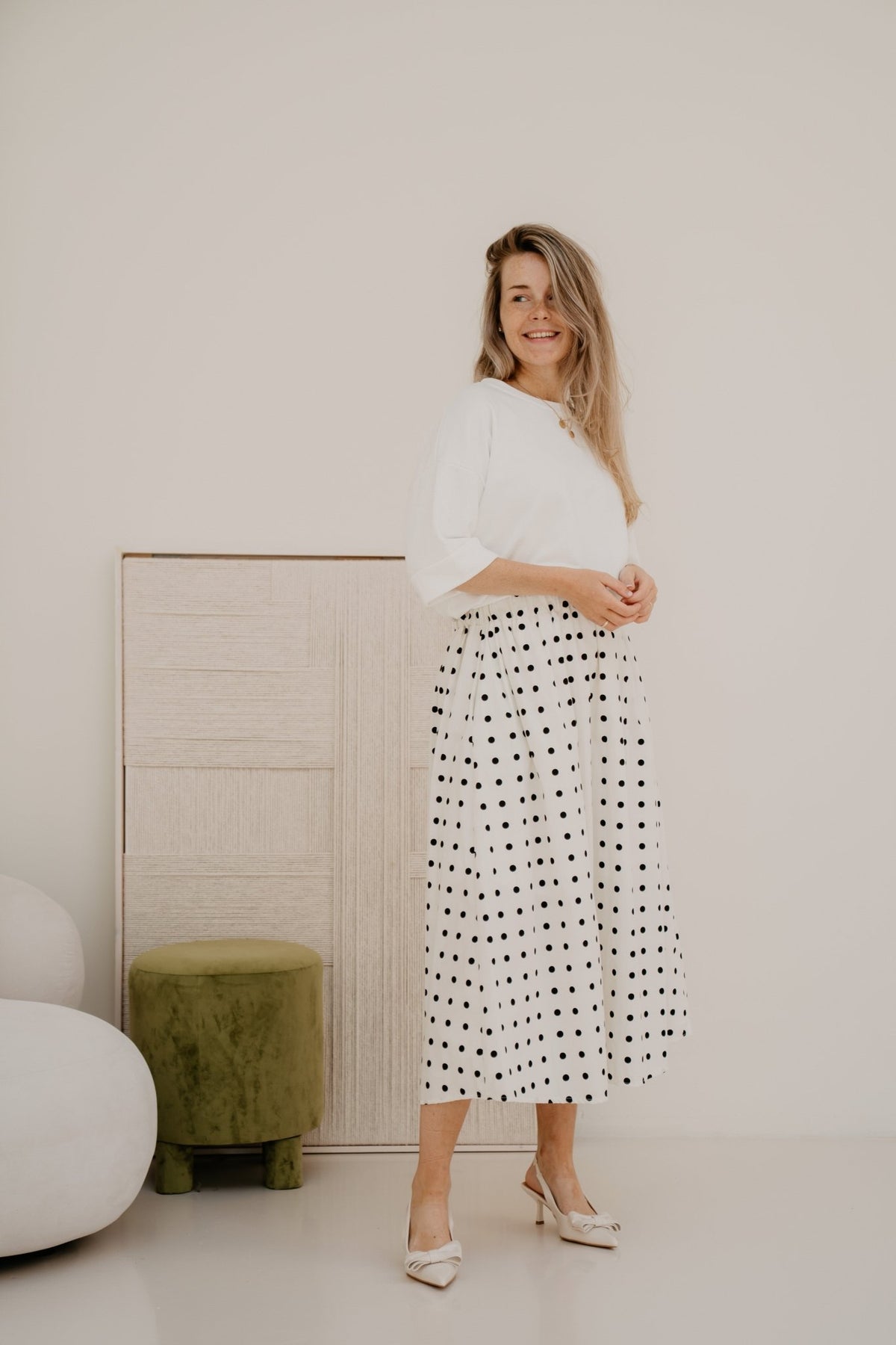 Dot skirt white - black - Bij Keesje - Bij Keesje - Rok