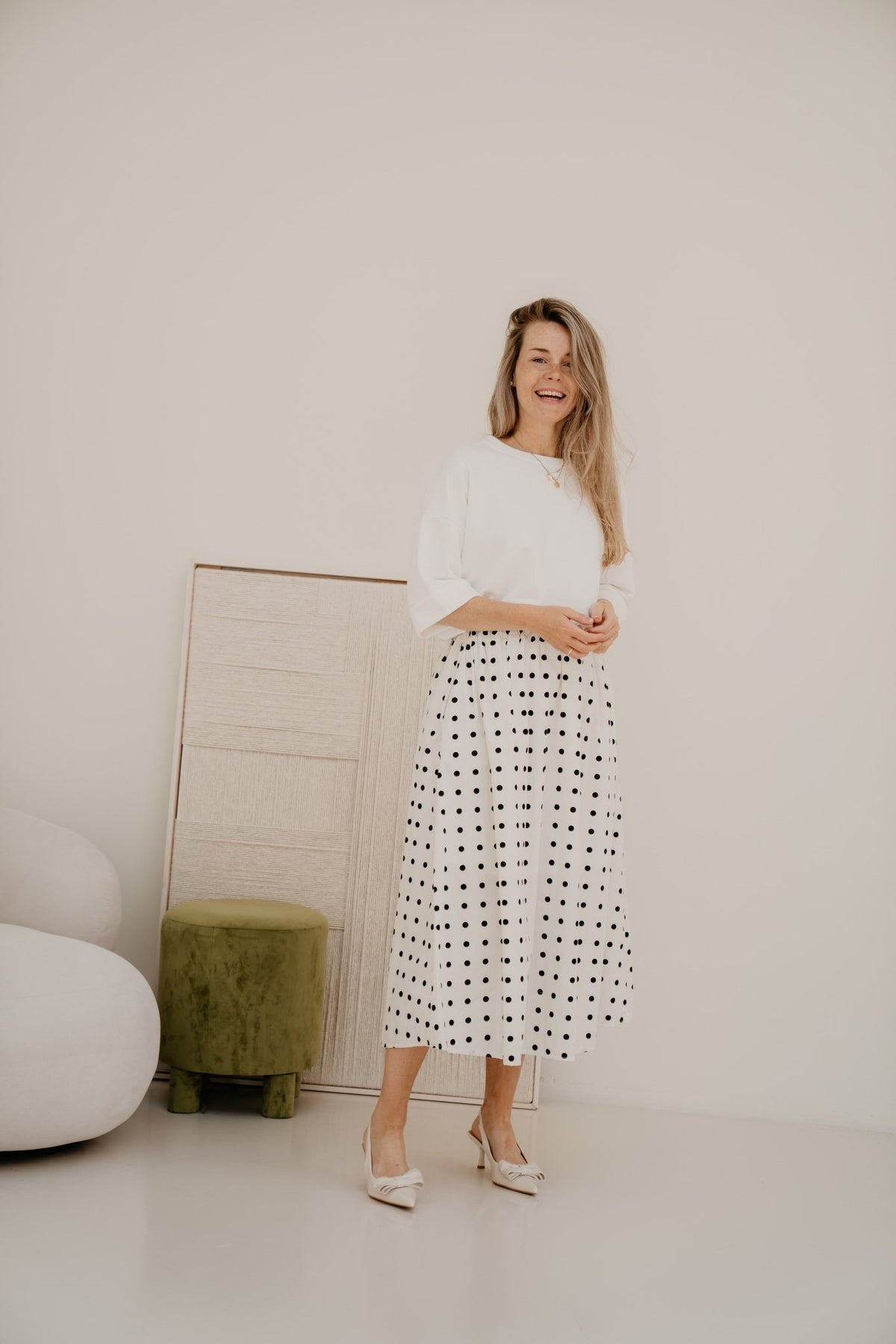 Dot skirt white - black - Bij Keesje - Bij Keesje - Rok