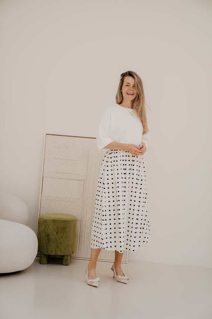 Dot skirt white - black - Bij Keesje - Bij Keesje - Rok