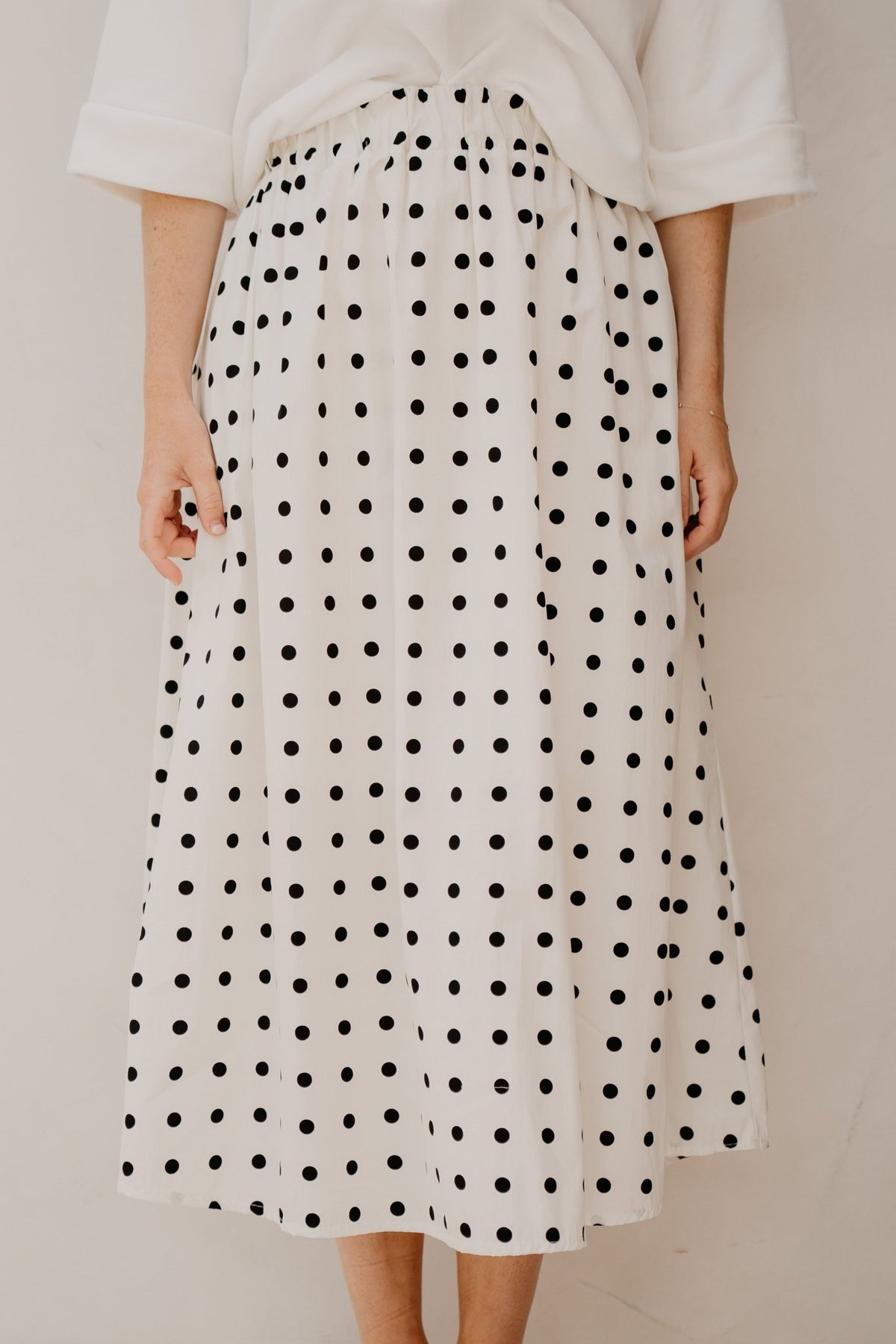 Dot skirt white - black - Bij Keesje - Bij Keesje - Rok