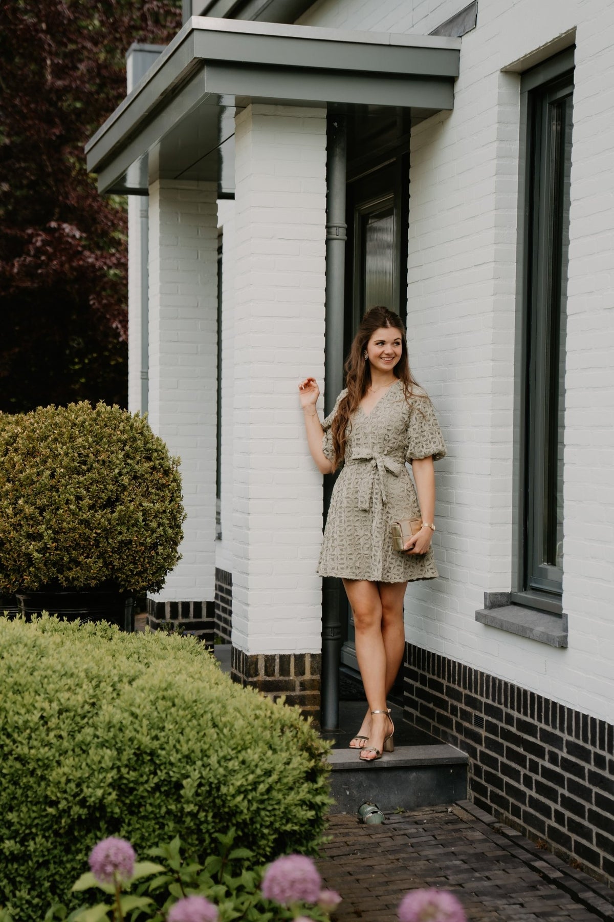 Dotti flower dress sage green - Bij Keesje - Freebird - Jurk
