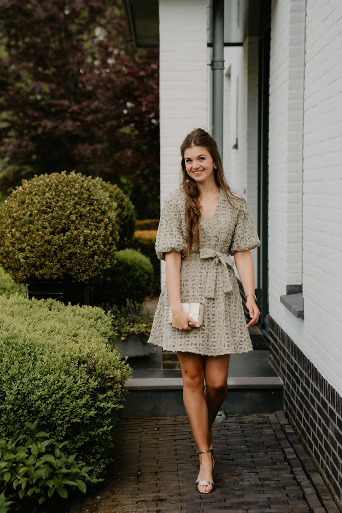 Dotti flower dress sage green - Bij Keesje - Freebird - Jurk