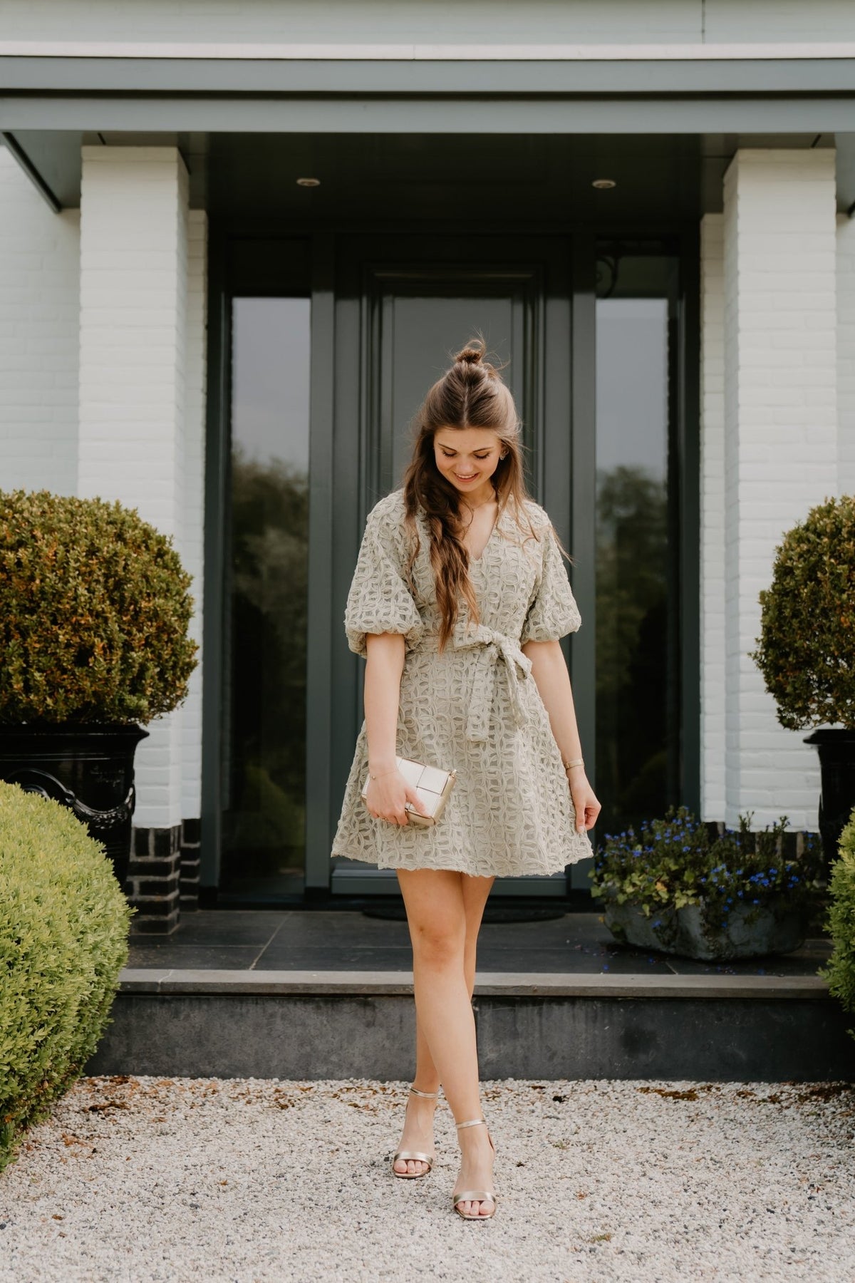 Dotti flower dress sage green - Bij Keesje - Freebird - Jurk