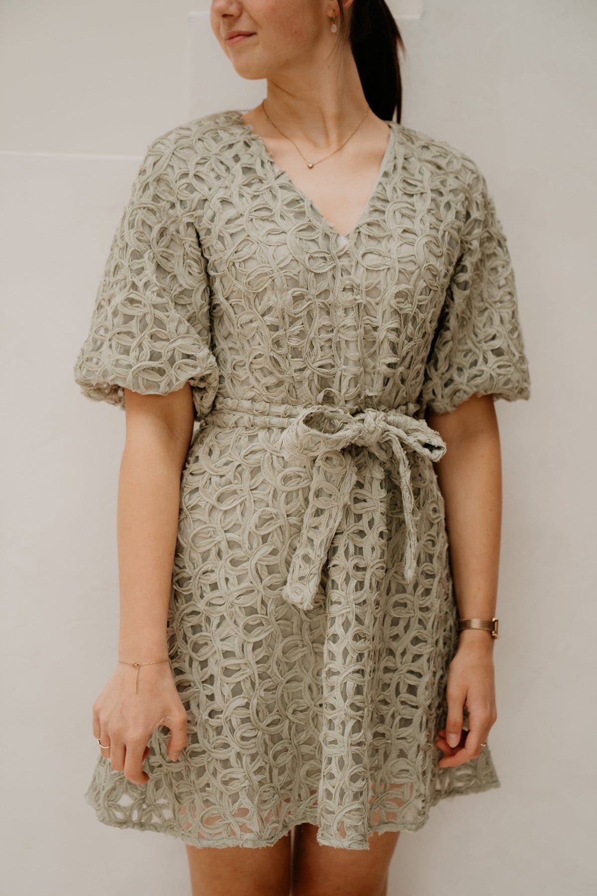 Dotti flower dress sage green - Bij Keesje - Freebird - Jurk