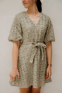 Dotti flower dress sage green - Bij Keesje - Freebird - Jurk