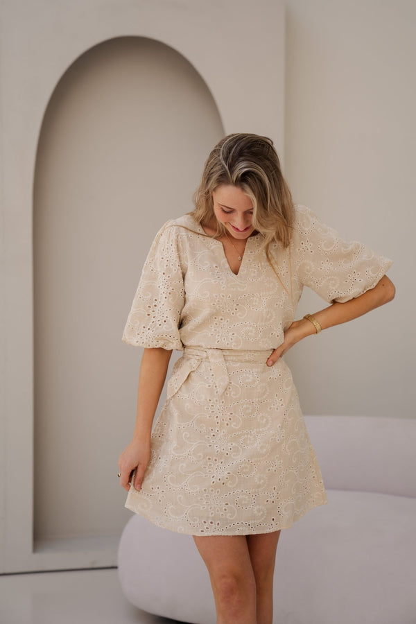 Dress borderie sand 26319 - Bij Keesje - Smashed Lemon - Jurk