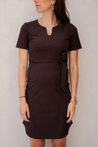 Dress Caftan Neck Espresso - Bij Keesje - Bij Keesje - Jurk