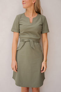 Dress Caftan Neck Olive - Bij Keesje - Bij Keesje - jurk