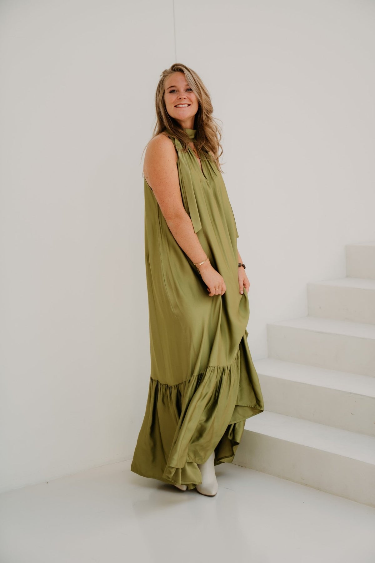 Dress Daylight Olive Silk - Bij Keesje - Freebird - Jurk