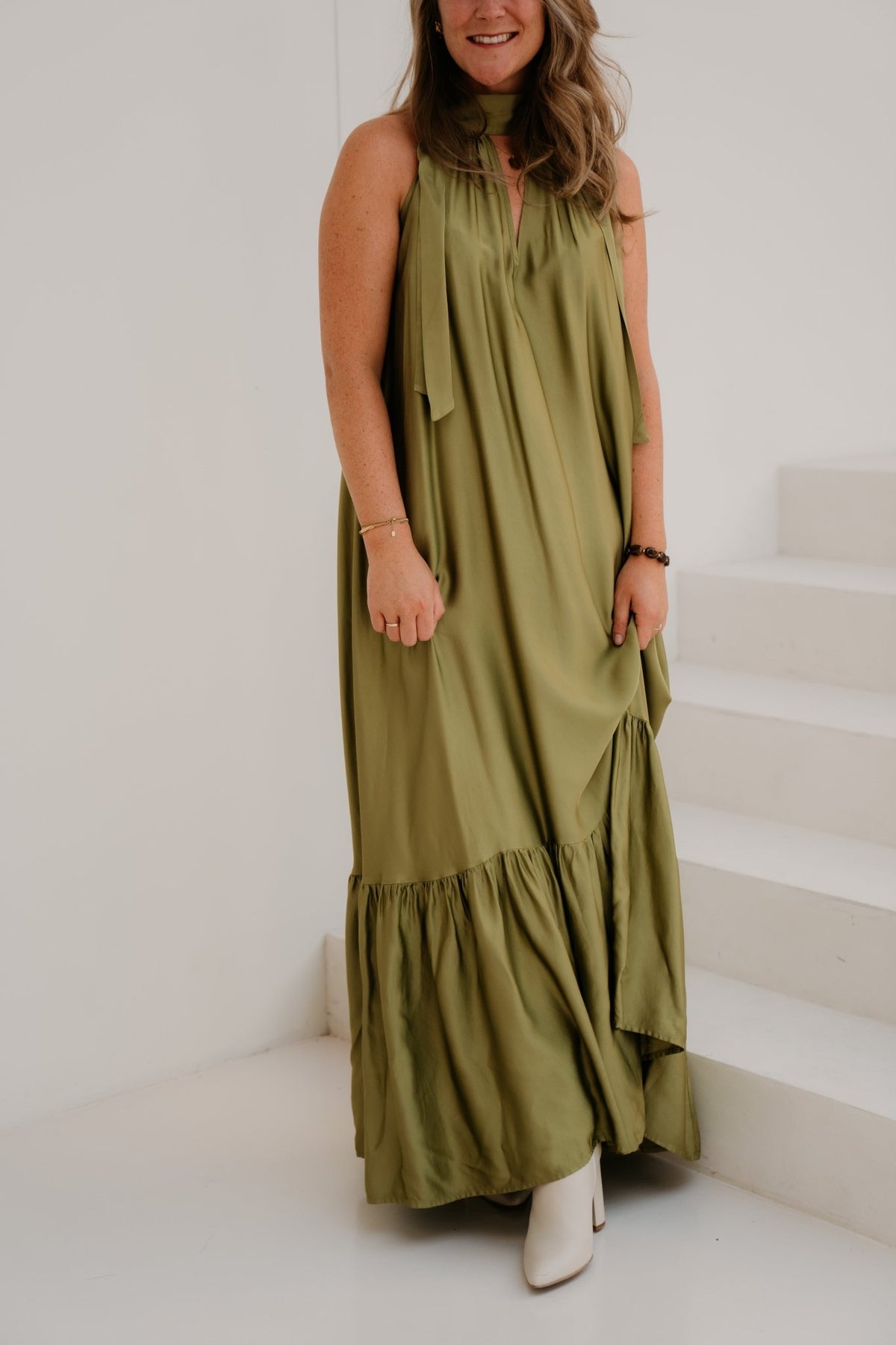 Dress Daylight Olive Silk - Bij Keesje - Freebird - Jurk
