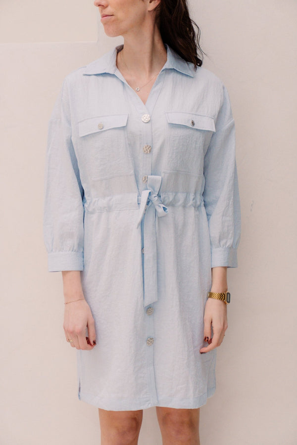 Dress fine crinkle blue 10036 - Bij Keesje - Esqualo - jurk