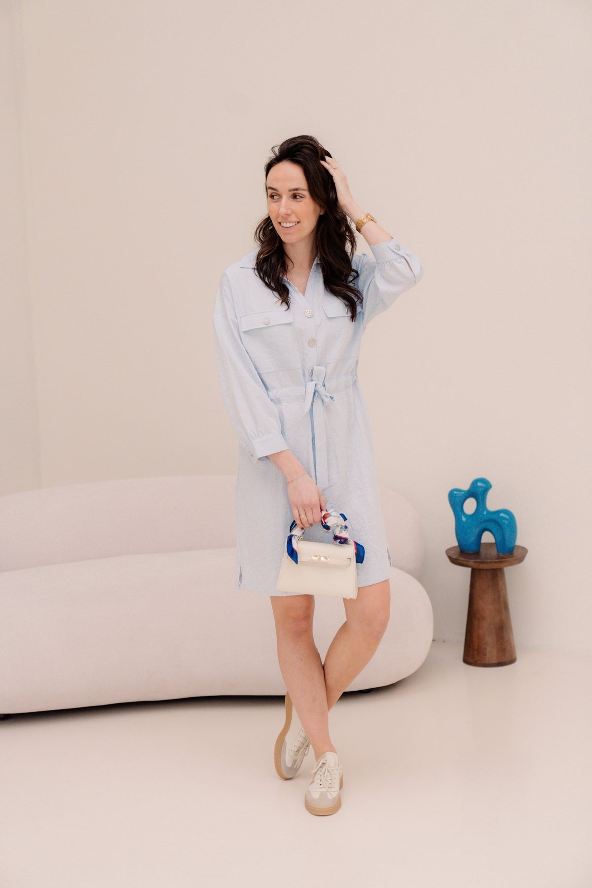 Dress fine crinkle blue 10036 - Bij Keesje - Esqualo - jurk