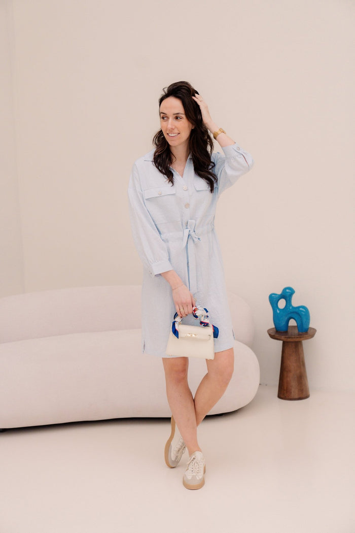 Dress fine crinkle blue 10036 - Bij Keesje - Esqualo - jurk