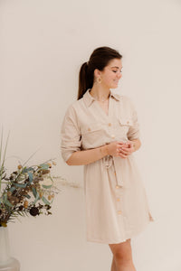 Dress fine crinkle sand 10036 - Bij Keesje - Esqualo - jurk