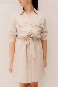 Dress fine crinkle sand 10036 - Bij Keesje - Esqualo - jurk