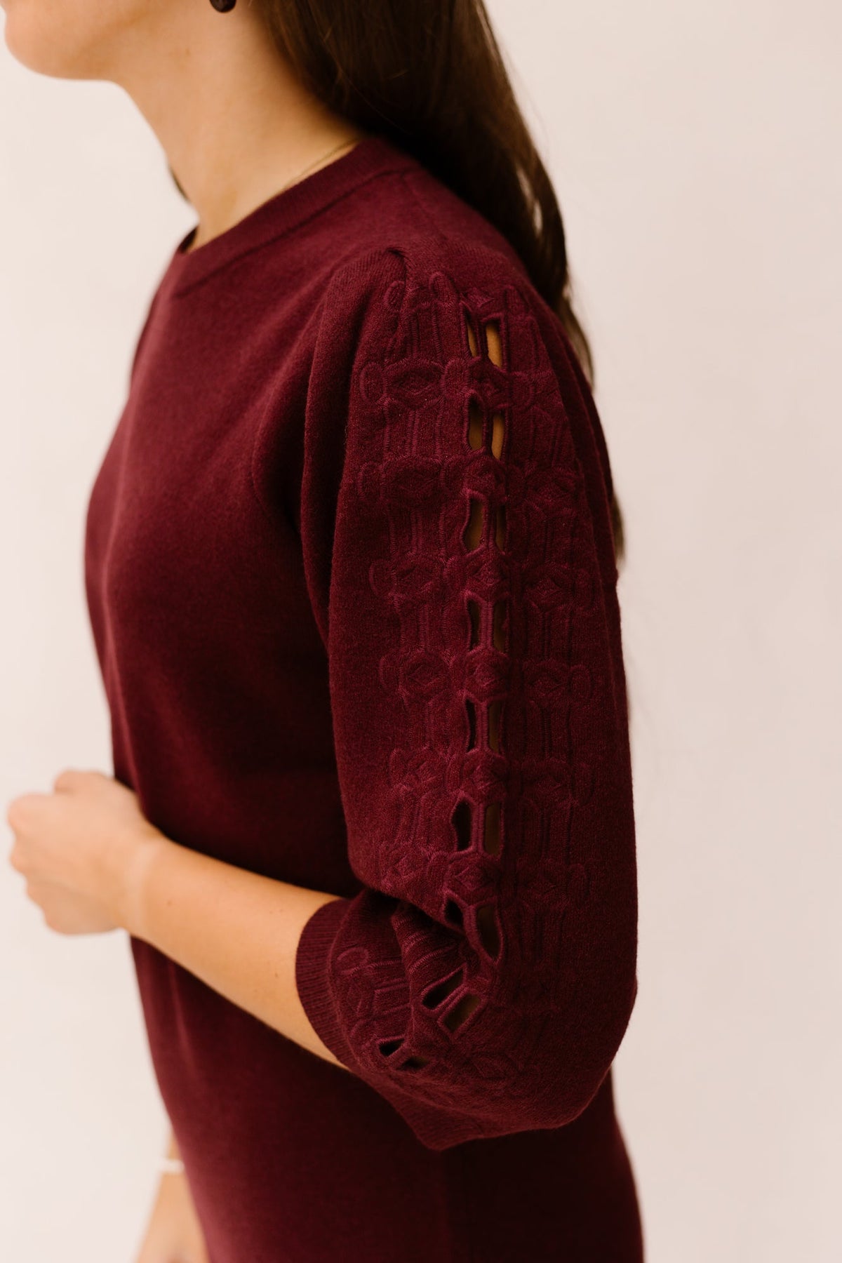 Dress Knit Embroidery Merlot 07523 - Bij Keesje - Esqualo - jurk