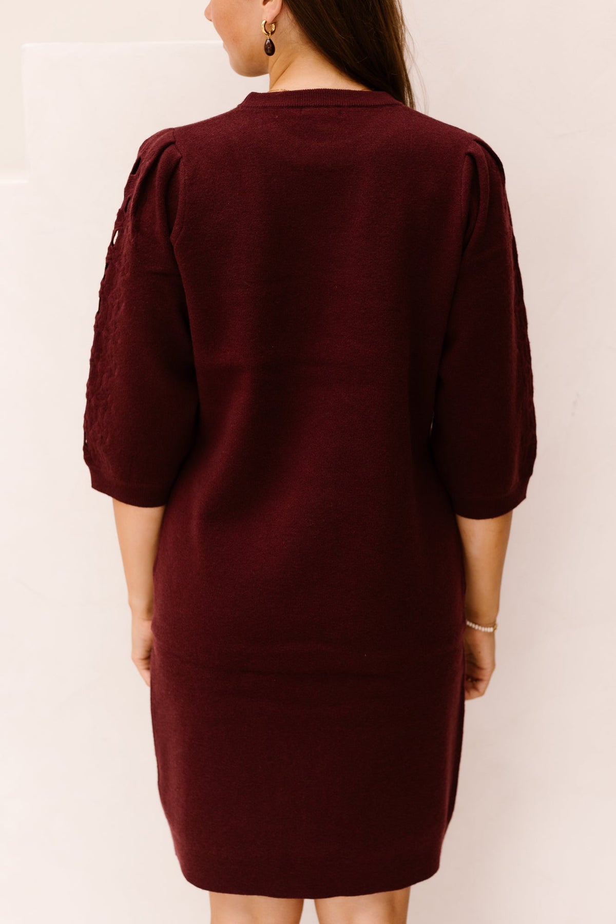Dress Knit Embroidery Merlot 07523 - Bij Keesje - Esqualo - jurk