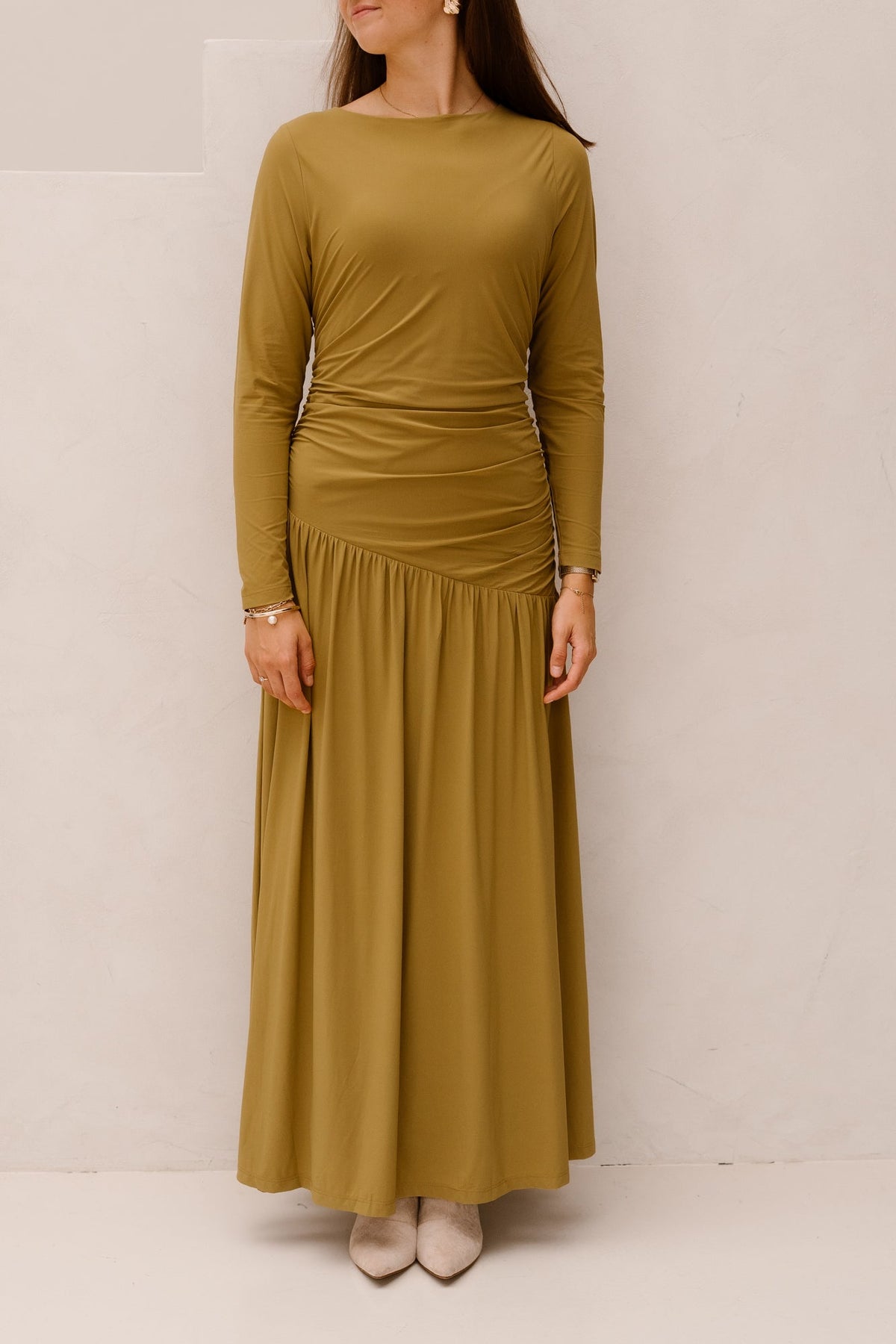 Dress Long Light Olive Oil - 202867 - Bij Keesje - mi piace - jurk
