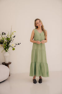 Dress maxi light crinkle jungle green 14214 - Bij Keesje - Esqualo - jurk