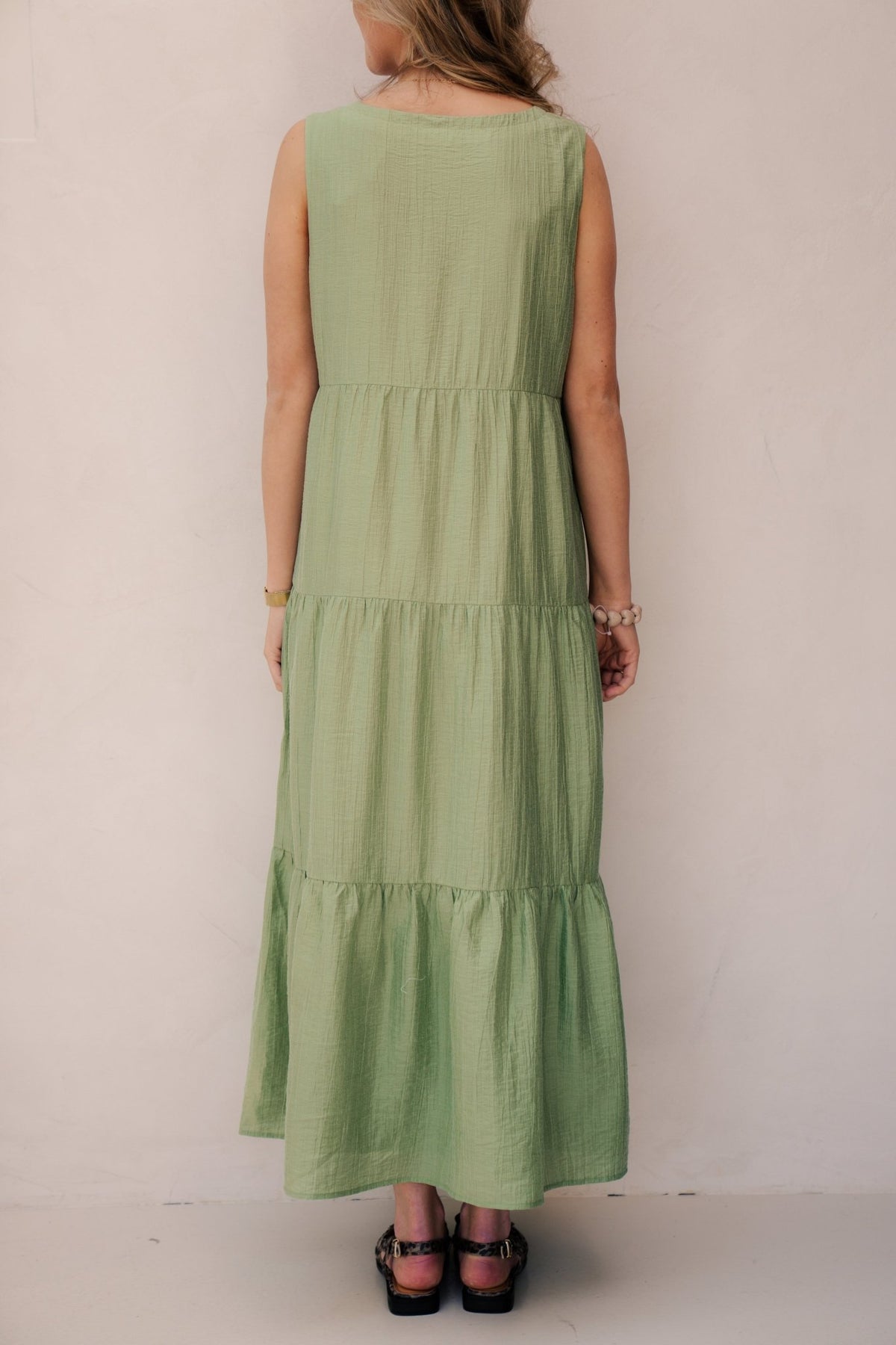 Dress maxi light crinkle jungle green 14214 - Bij Keesje - Esqualo - jurk