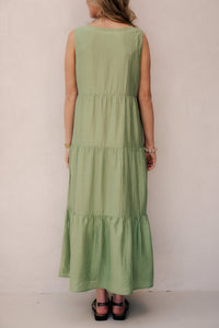 Dress maxi light crinkle jungle green 14214 - Bij Keesje - Esqualo - jurk