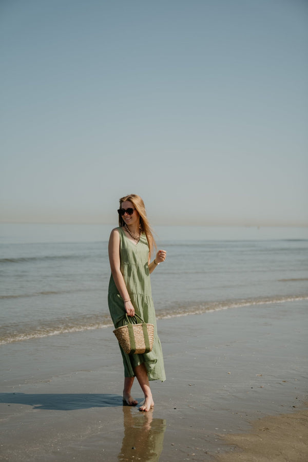 Dress maxi light crinkle jungle green 14214 - Bij Keesje - Esqualo - jurk