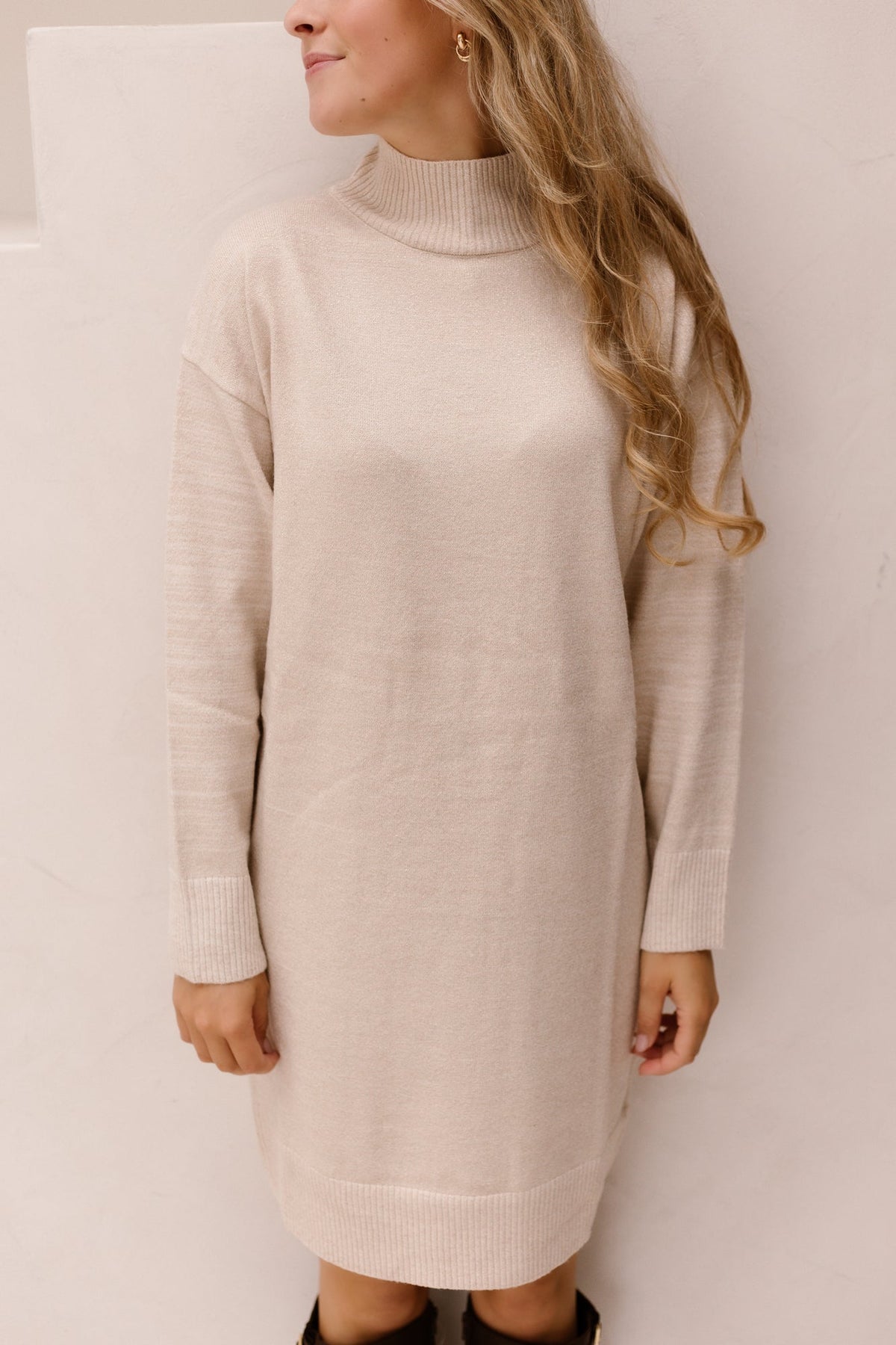 Dress melange lurex - Biscuit - 02512 - Bij Keesje - Esqualo - jurk